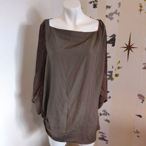 Diane Von Furstenburg asymetric taupe silk blouse